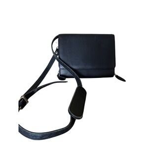 Black Leather Crossbody Wallet Clutch Bag With Mirror Purse Boho Festival Travel